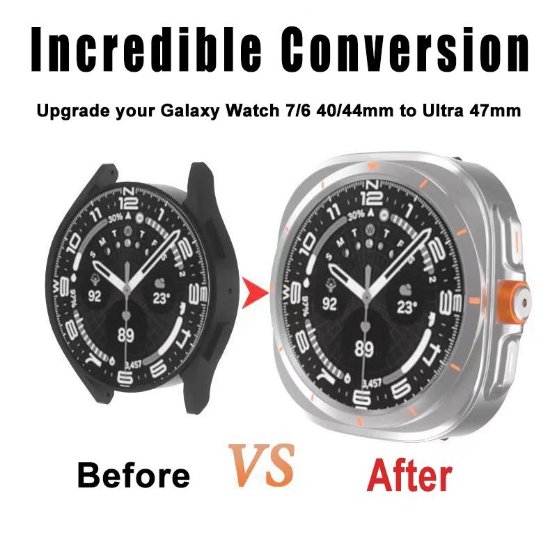 Замена на Ultra Case для Samsung Galaxy Watch 7 6 40 мм 44 мм Обновление до Galaxy Watch Ultra 47 мм Закаленное стекло для защиты экрана