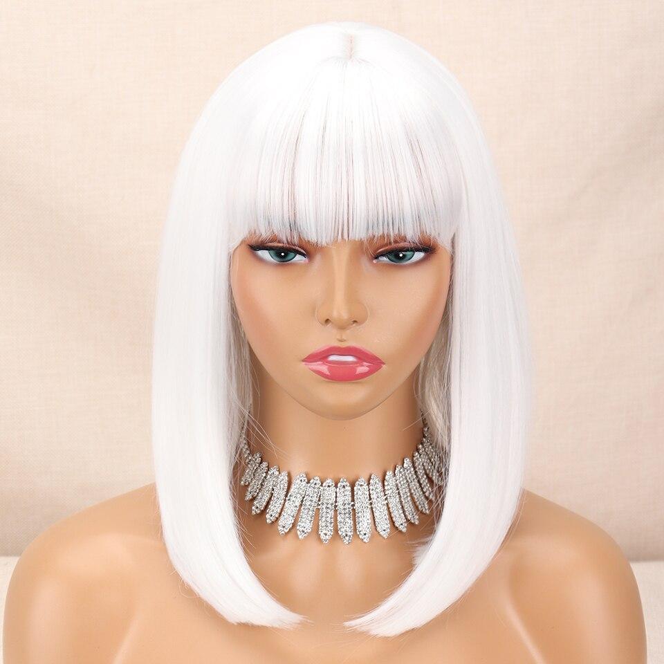 MISSQUEEN Короткие прямые парики «боб» с челкой, блондинка, золотисто-коричневый, натуральные синтетические волосы для женщин, повседневный косплей, парик из термостойкого волокна