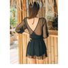 Women's Summer New Slimming Lace Long Sleeve Swimsuit Slim Fit One-Piece Bathing Suit Conservative Style