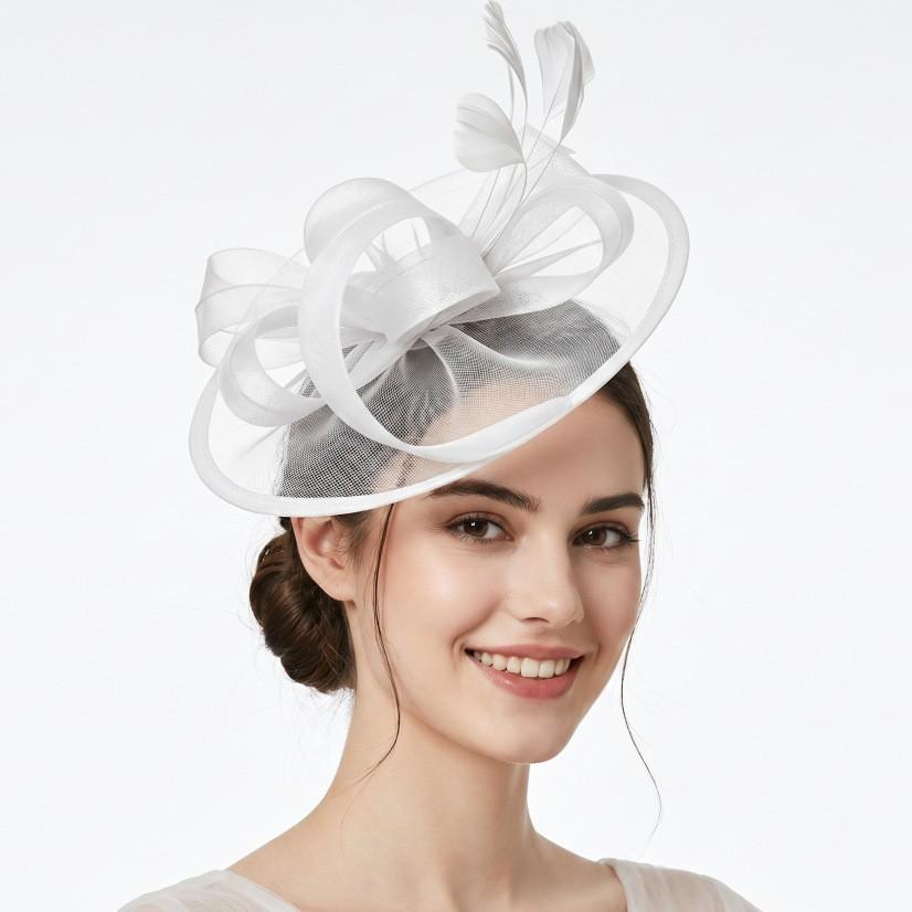 Hot Sale Bridal Tea Party Vintage Feather Mesh Head Flower Kentucky Derby Horseback Festival Hair Accessories Headgear