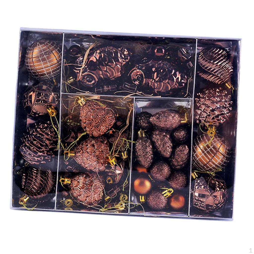 53 Pieces Ball Ornaments Shatterproof Christmas Pendants Cone Baubles Hanging Tree Decorations Made