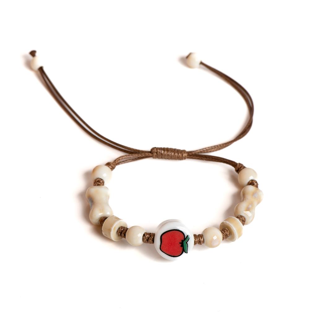 Керамический браслет ручной работы Apple, регулируемый плетеный шнур, милые украшения в мультяшном стиле для подарков