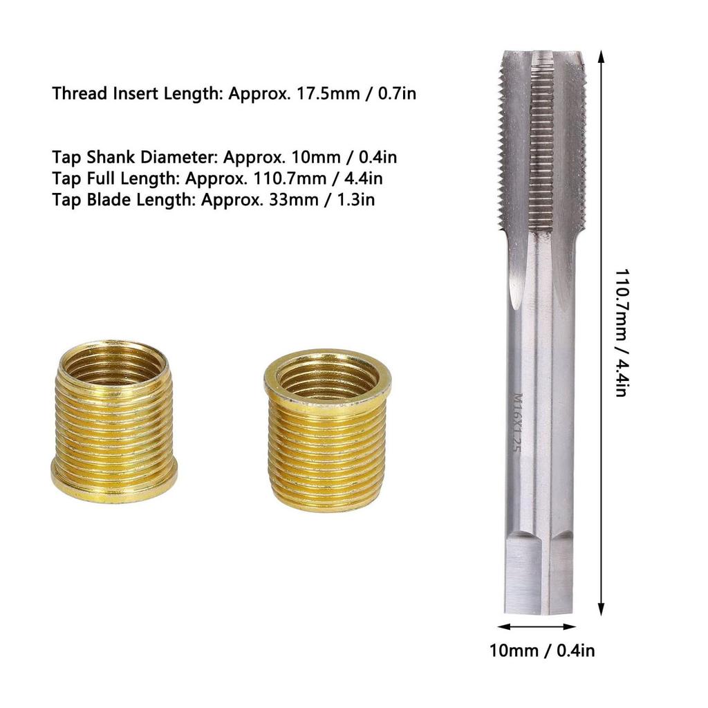 13 шт. Набор инструментов для ремонта резьбы свечей зажигания M14, совместимый с восстановлением поврежденной резьбы, стали, железа, алюминия, металла
