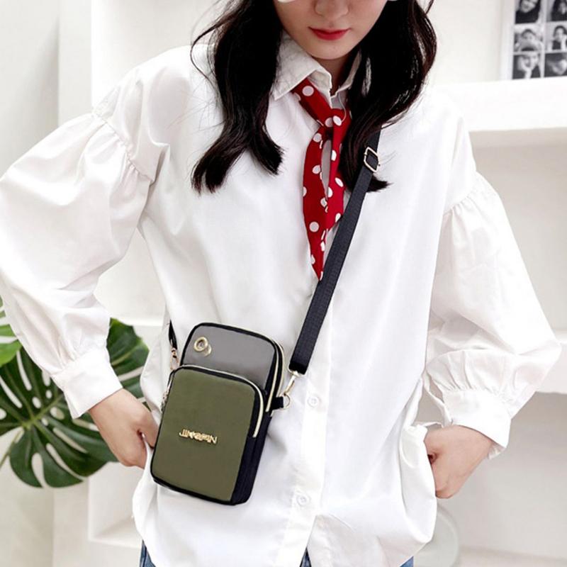 Yogodlns Нейлоновая сумка через плечо контрастного цвета для телефона, небольшая сумка через плечо с вертикальной молнией, кошелек-мессенджер, кошелек для монет, карточек