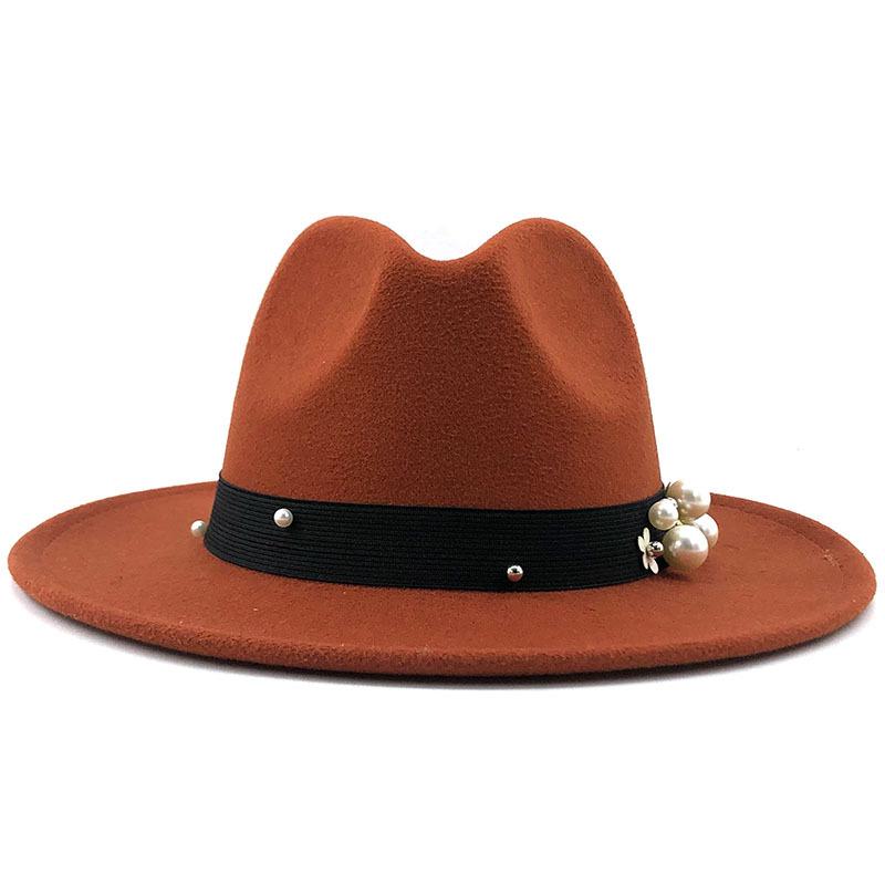 Men Women Wide Brim Wool Felt Jazz Fedora Hats British Style Trilby Party Formal Panama Cap Black Yellow Dress Hat 56-58-60CM