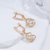 Minimalist Hollow Spiral Pearl Dangle Earrings Rose Gold Color Women Jewelry