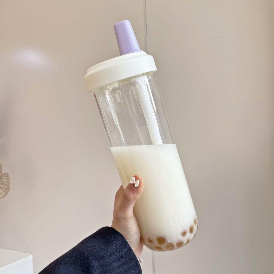 500/850 мл симпатичная жемчужная соломинка для молочного чая пластиковая бутылка для воды с крышкой для чашки пузырьковые кофейные чашки ударопрочные большая емкость для питья