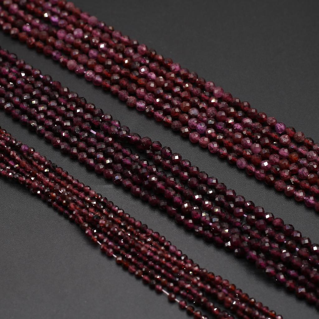 Natural Stone Beads Garnet Round Faceted Beads Charms For Jewelry Making DIY Necklace Bracelet Earrings Accessory