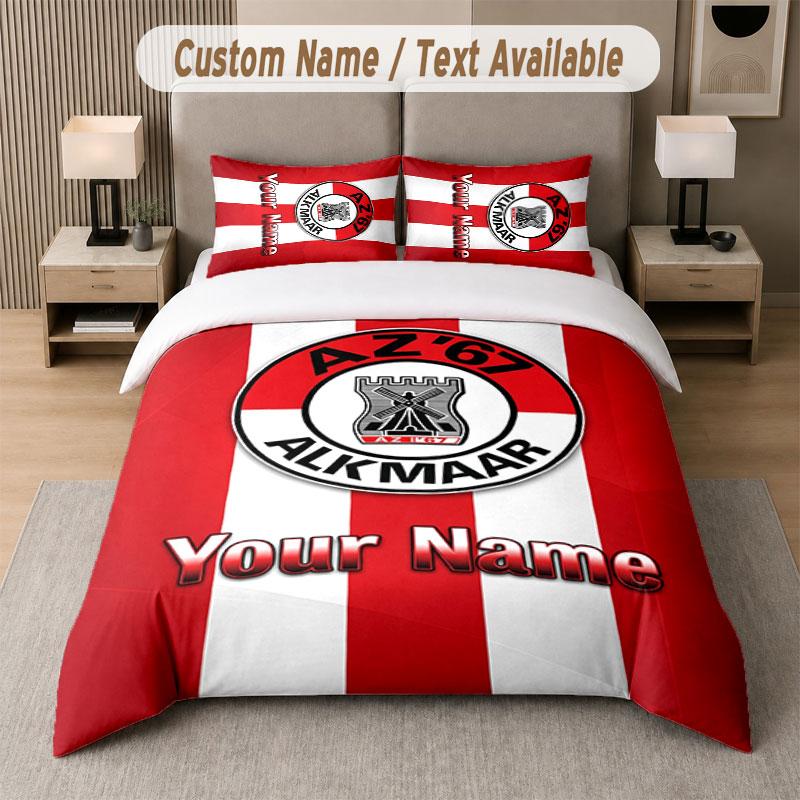 Custom Bedding Set AZ Alkmaar Pattern, Print Name Text 1 Duvet Cover plus 2 Pillowcases Home Textile