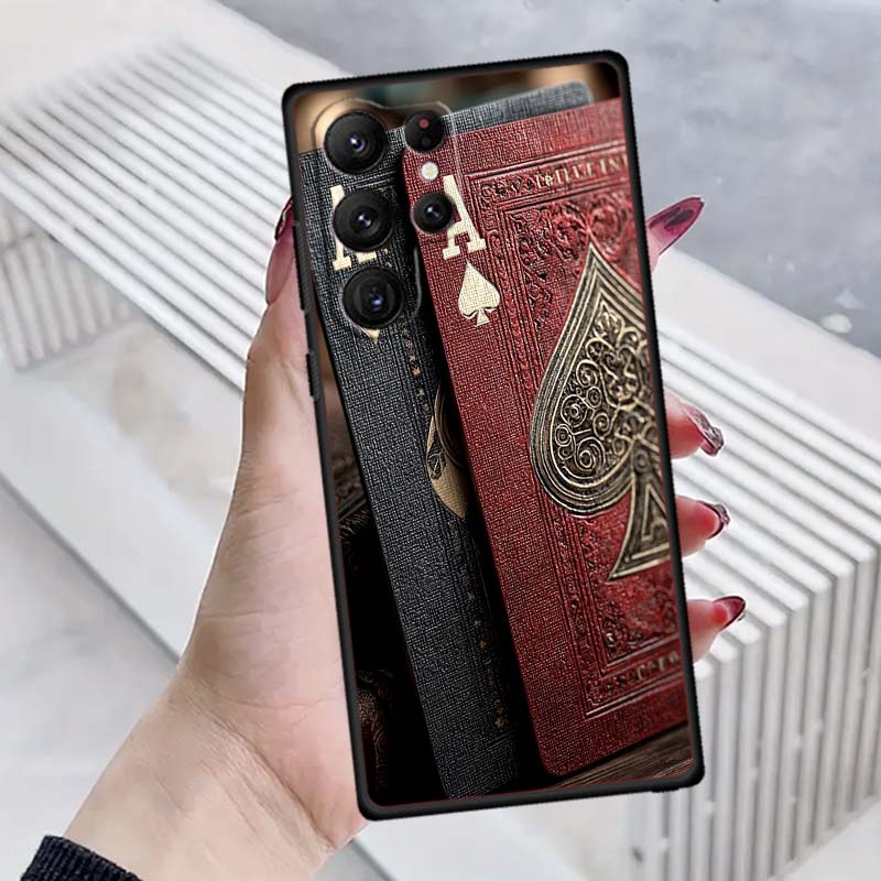 Креативный дизайн игральных карт Чехол для телефона Для Samsung Galaxy S26 S25 S24 S23 S22 S21 S20 Ultra Plus FE 5G Черный Мягкий ТПУ
