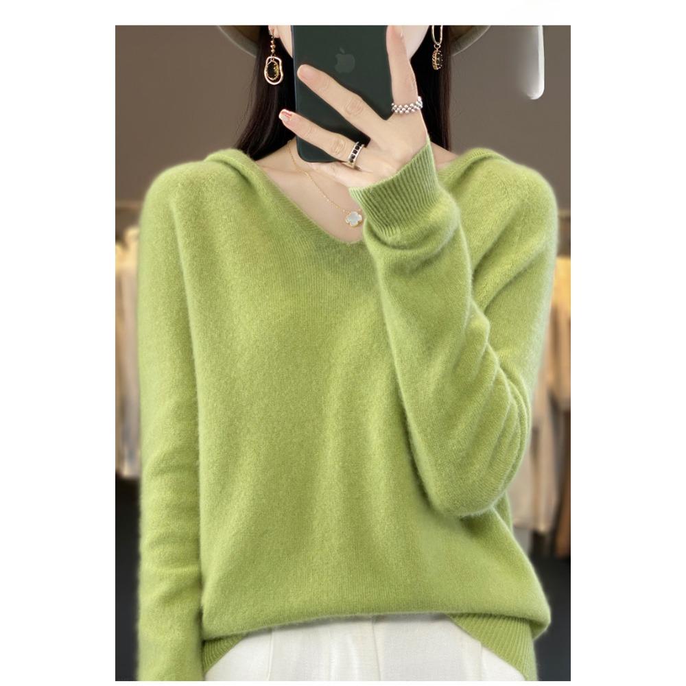 New Autumn and Winter Woolen Sweater Women's Knitted Hooded Sweatshirt Loose Base Layer