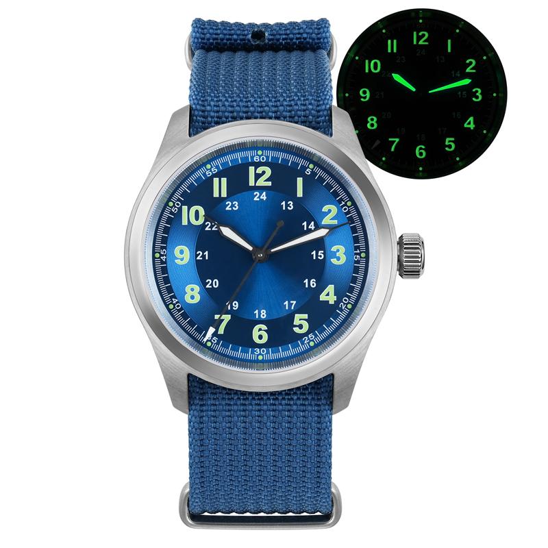 Часы Militado ML08 38мм Мужские Кварцевый механизм VH31 Двойной купольный сапфировый циферблат C3 Люминесцентные Водонепроницаемые 100м Винтажные наручные часы