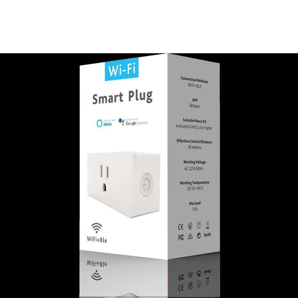 Умная WiFi/Bluetooth розетка 10А с голосовым управлением Alexa, удаленным управлением через приложение, таймером и переключателем циклов
