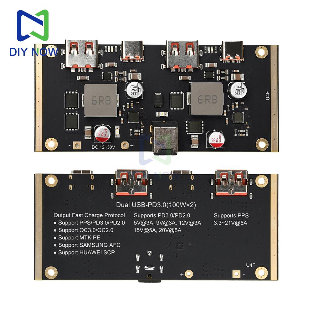 Двунаправленный модуль быстрой зарядки PD 100 Вт, DC 12-30 В, 100 Вт, многопротокольный интеллектуальный модуль быстрой зарядки, поддерживает PD QC SCP AFC VOOC