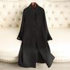 Пальто из двухстороннего кашемира однотонное с воротником-стойкой Осень/Зима 2024 - Модное, Универсальное, Высококлассное шерстяное пальто на пуговицах-рожках