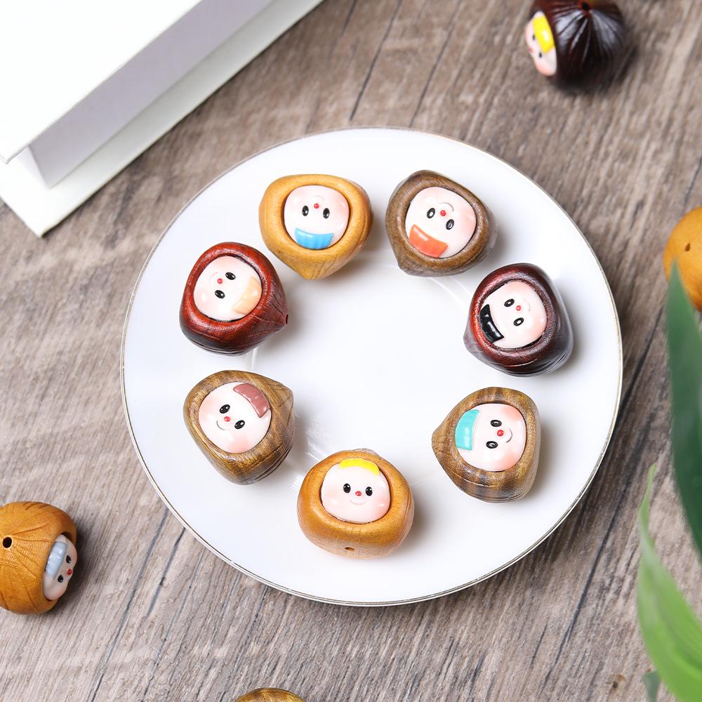 Кулон из палисандра в виде мультяшного каштана, сестры чеснока, из зеленого сандала, цепочка для мобильного телефона