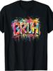 Soft  Mens T-Shirt, Colorful Bruh Latter Tee with Funny Picture Print for Young, Premium Quality Leisure Outfit