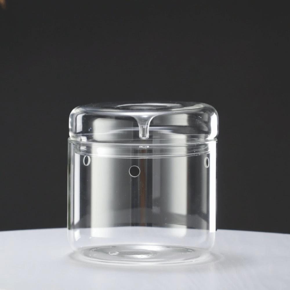 Transparent Glass Terrarium Cylinder Perforated Cover Desktop Glass Vase Decorative Succulent Moss Viewing Bottle Desktop Decor