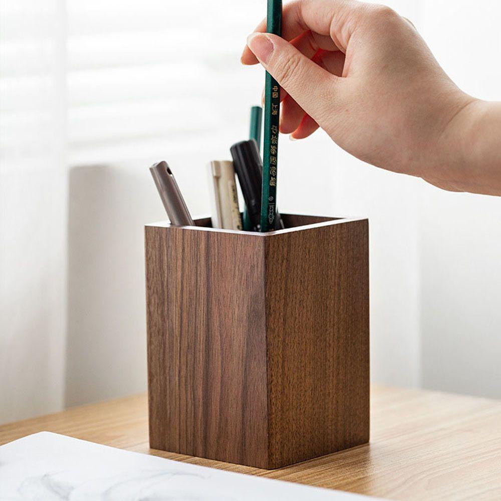 Writing Materials Holder Walnut Pen Holder Pencil Case Desktop Storage Box Wood Pen Holder