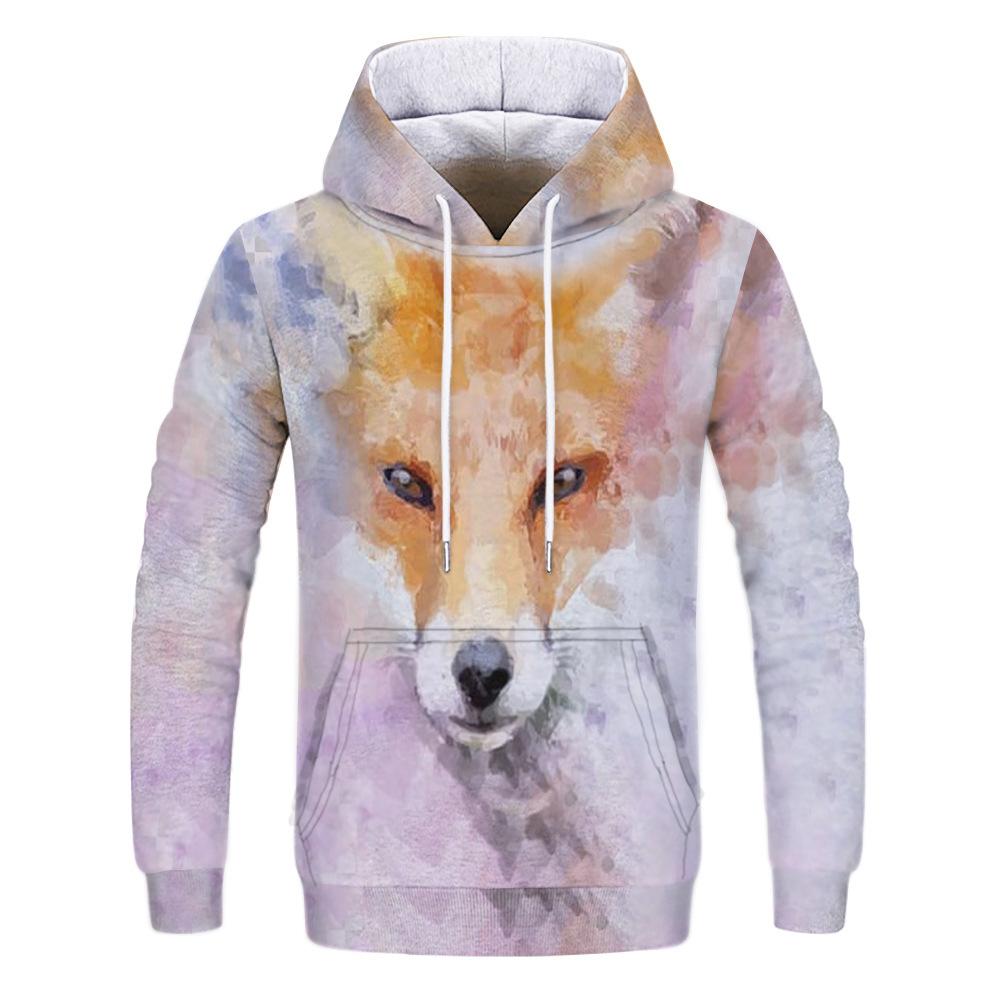 Spring Autumn Hooded Sweatshirt 3D Digital Printing Unisex Hoodies Men Women Wolf Fashion Loose Pullover