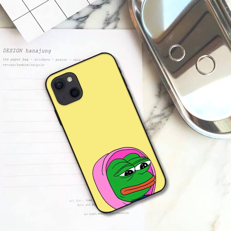 Чехол для телефона Sad Funny Frog Pepe Man Frog для iPhone 11 12 Mini 13 14 15 Pro XS Max X Plus SE XR Shell