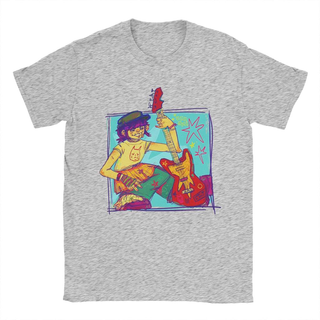 Повседневная футболка Leisure Noodle gorillaz для мужчин с круглым вырезом, 100% хлопок, футболки с коротким рукавом, топы больших размеров