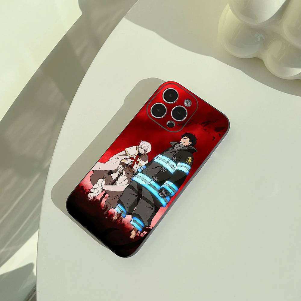 Shonen anime -Fire- Force Phone Case For iPhone 17,16,15,14,13,12,11 Pro Max,16/15/14Plus,XS Soft Black Cover