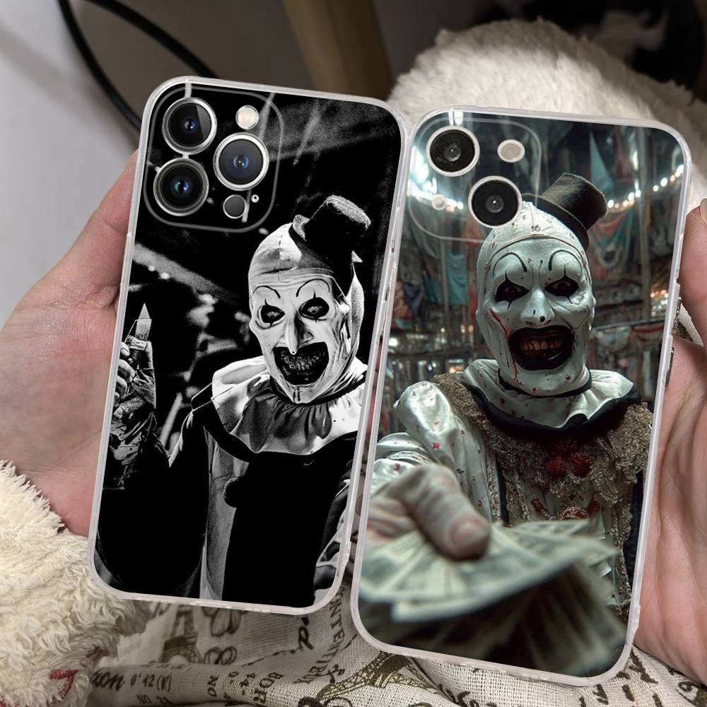 The-Clowns-horrors-T-Terrifier Transparent Back Phone Case For iPhone 17 16 15 13 12 11 14 Pro Max Mini Plus Silicone Bumper
