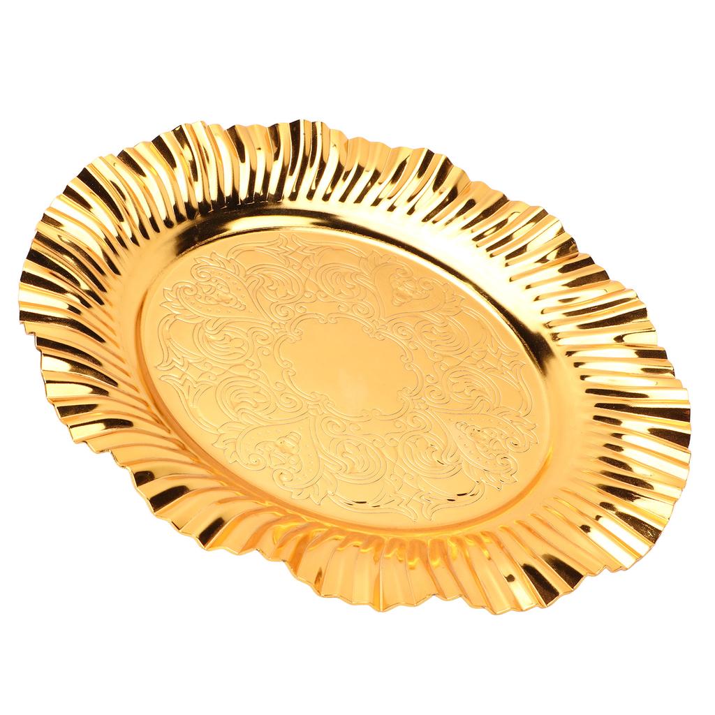Round Gold Serving Tray 20cm Fanshaped Wavy Shape Stainless Steel Gold Round Tray Gold Candy Dish
