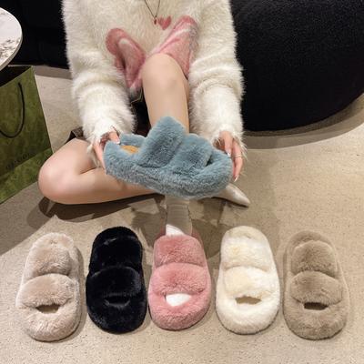 2024 женские утолщенные плюшевые меховые тапочки зимние без застежек на платформе мокасины мюли женские толстые хлопковые тапочки домашние женские шлепанцы