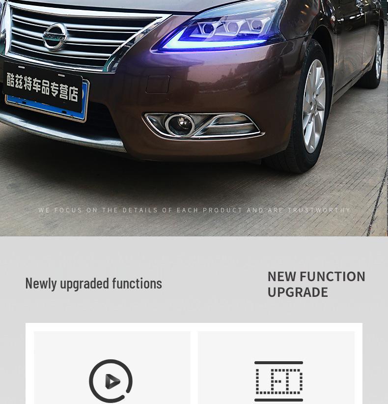 Светодиодная фара в сборе для 12-14 Sylphy: Дневные ходовые огни, Динамичные указатели поворота
