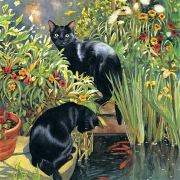 5d алмазная живопись кошка DIY мозаика цветок полная круглая/квадратная Алмазная вышивка животное ремесленный декор для дома