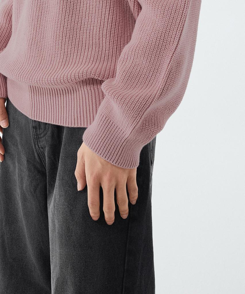 MUSINSA STANDARD Cotton Ribbed Crew Neck Knit [Desert Pink]