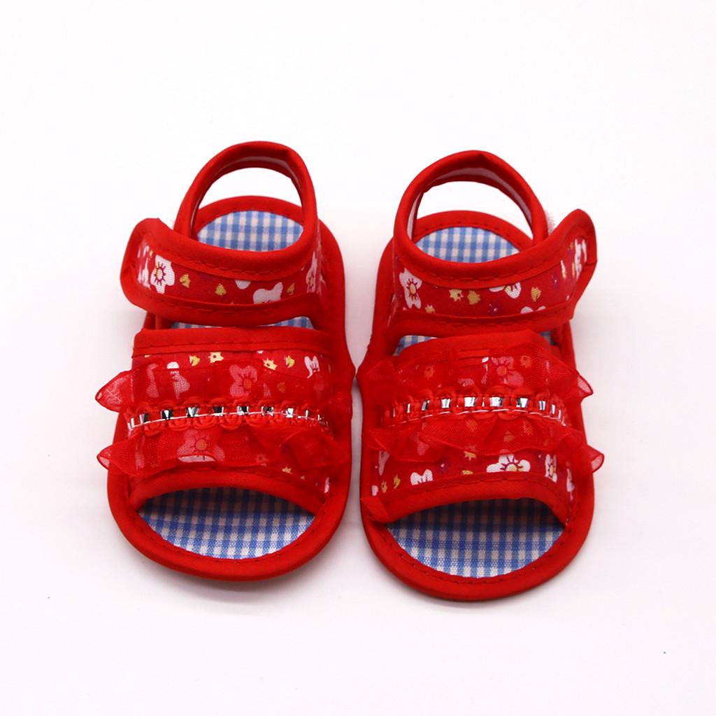 Сандалии Prewalker на мягкой подошве для новорожденных девочек с принтом и аппликацией, одинарная обувь