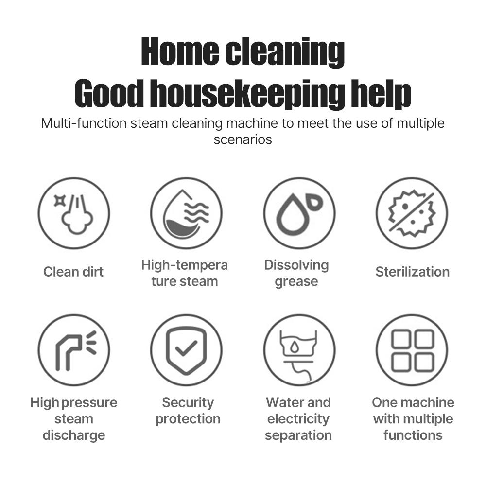 Ручной многофункциональный пароочиститель под давлением с 3 щетками и удлиненным стержнем для домашнего использования