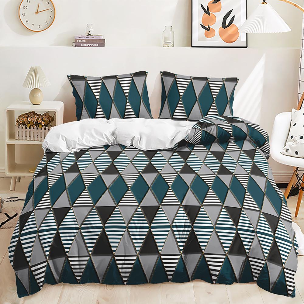 Quilt Cover Geometric Lines Modern Minimalist Style Digital Printing Three-Piece Bedding