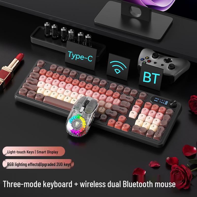 Беспроводная Bluetooth-клавиатура BOW с трехрежимной подсветкой, механическим ощущением, для девушек, офиса и использования с ноутбуком.