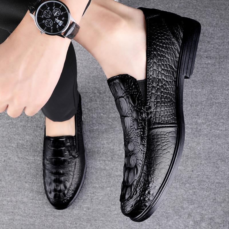 Lluxury Men's Business Genuine Leather Shoes Man Loafers 2024 Sneakers Autumn Crocodile Pattern Moccasin Breathable Casual Shoes