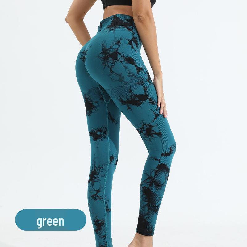 Women's Tie-Dye High Waist Yoga Pants - Seamless, High Elasticity, Hip Lift, Perfect for Running & Fitness.