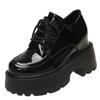 Fashion 10CM Women Patent Leather Platform Sneakers Wedge Heels Ladies Autumn Chunky Shoes Pumps Woman Lace-Up Thick Sole Casual Shoes