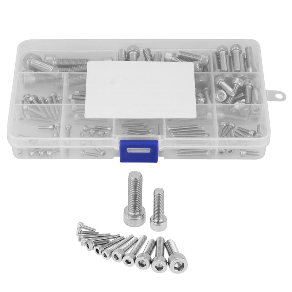 135pcs M2.5 M3 M4 M5 M6 M8 304 Stainless Steel Hex Socket Head Screws Set, 304 Stainless Steel Hex Socket Head Screws with Transparent Storage
