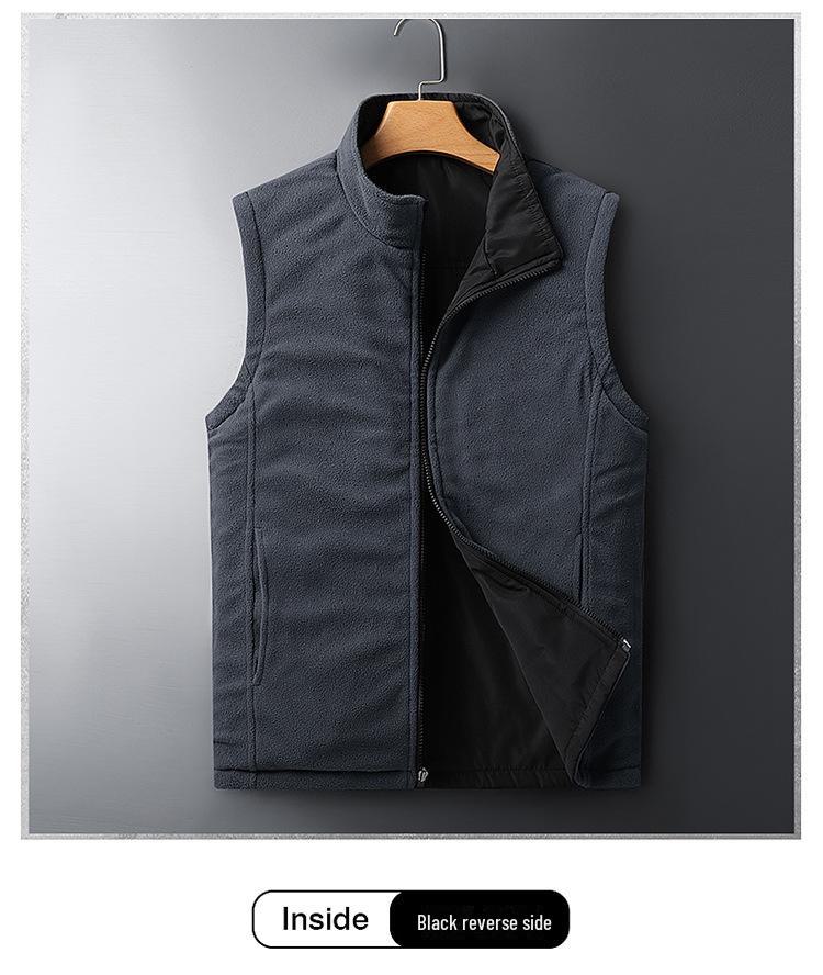 Мужской двухсторонний флисовый жилет для осеннего и зимнего отдыха на свежем воздухе