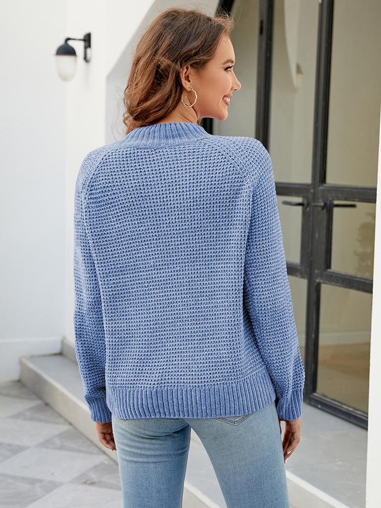 ZIMOXUAN Women's Solid Color Half Turtleneck Sweater New Loose Knit Sweater Top