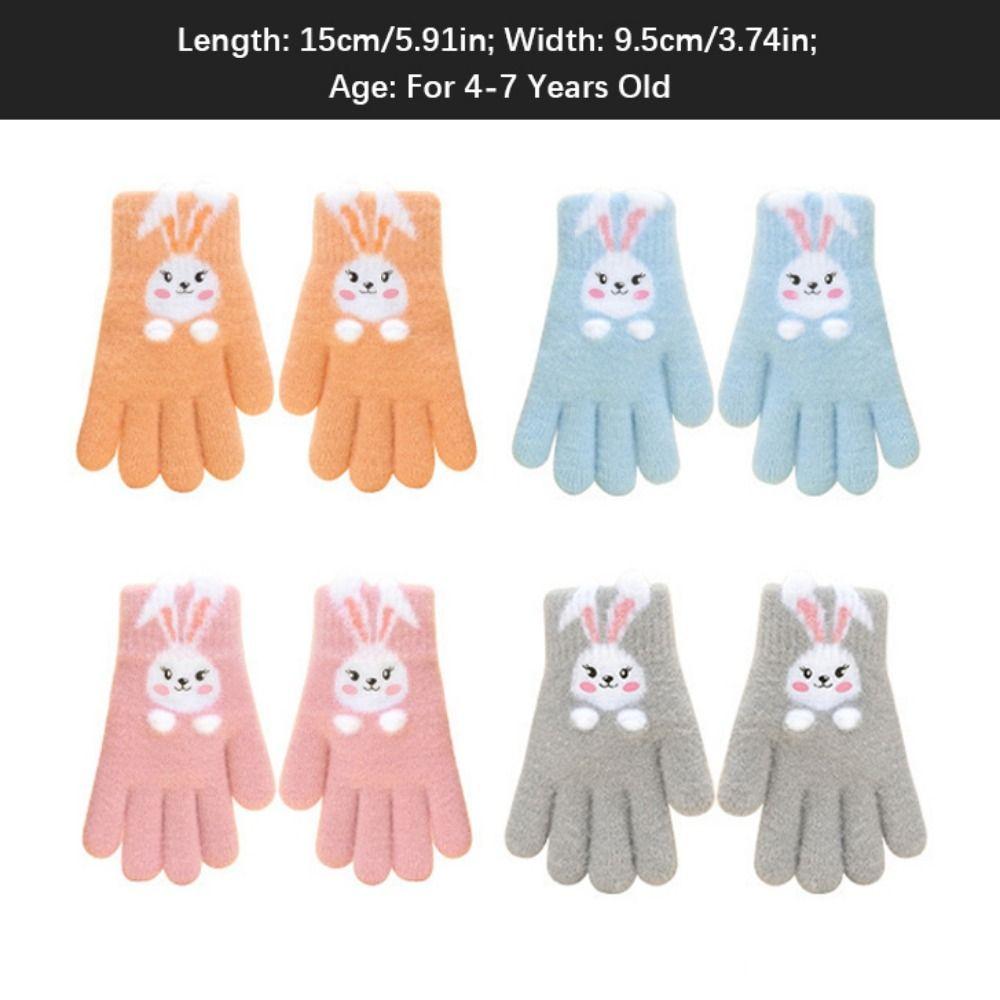Thickened Rabbit Knitted Mittens Windproof Child Cold-Proof Gloves Winter Warm Gloves Child