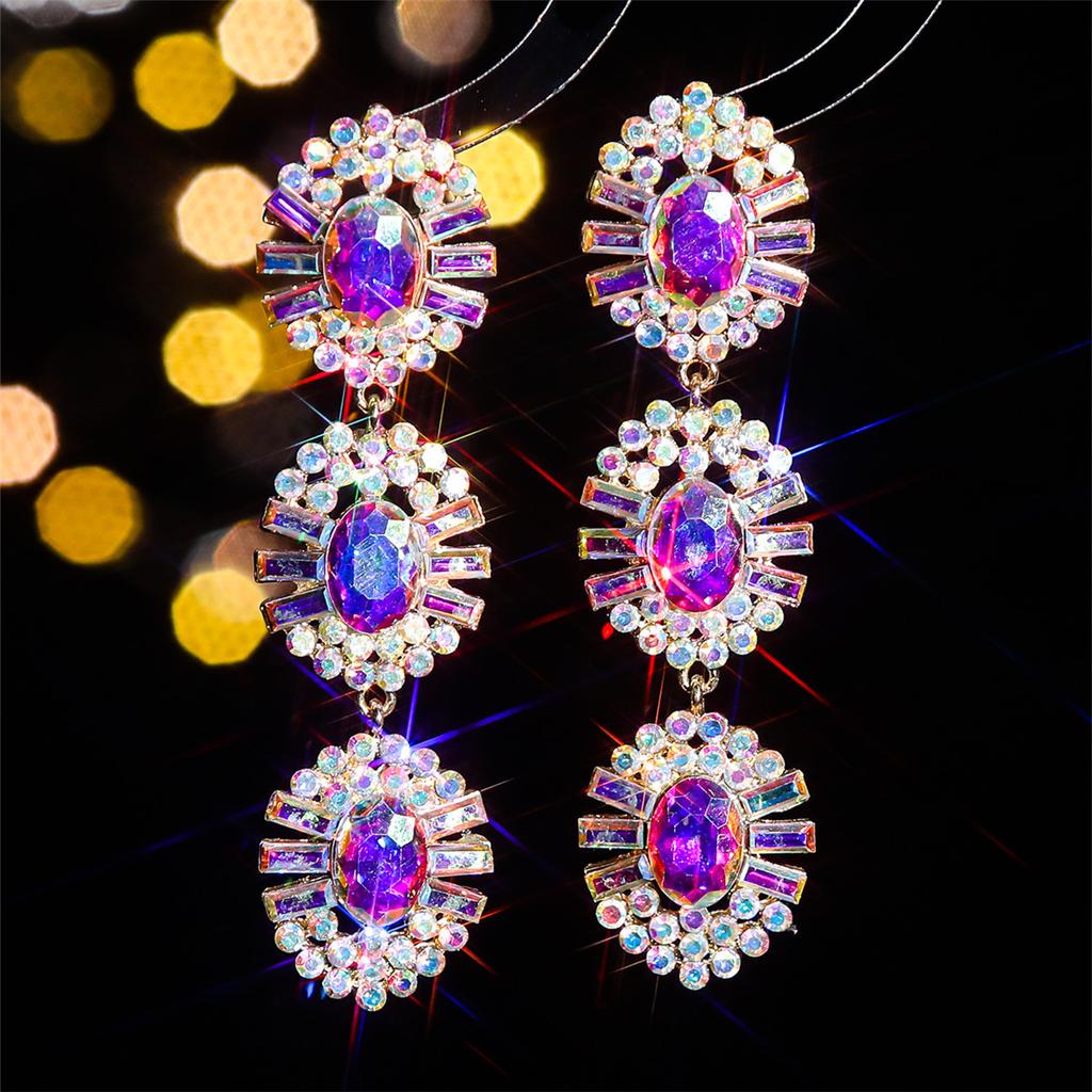 Трансграничные украшения, модные длинные серьги со стразами из стекла, серьги-пусеты в виде цветка с темпераментом суперженщины, серьги для ушей.