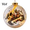 Christmas Gift Exchange Souvenirs Glowing Story Ornament, Mini Holiday Scene Light Up Ball Tree Hanging Ornaments Decoration, Acrylic Clear