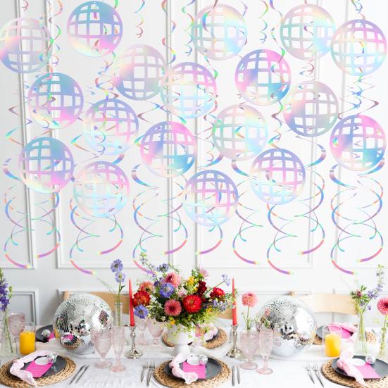 Подвесные завитки в стиле диско-шаров 70-х годов, вырезанные элементы для вечеринок в стиле ретро-диско, баннеры, растяжки, подвесные украшения для потолка, товары для вечеринок по случаю дня рождения 1970-х годов