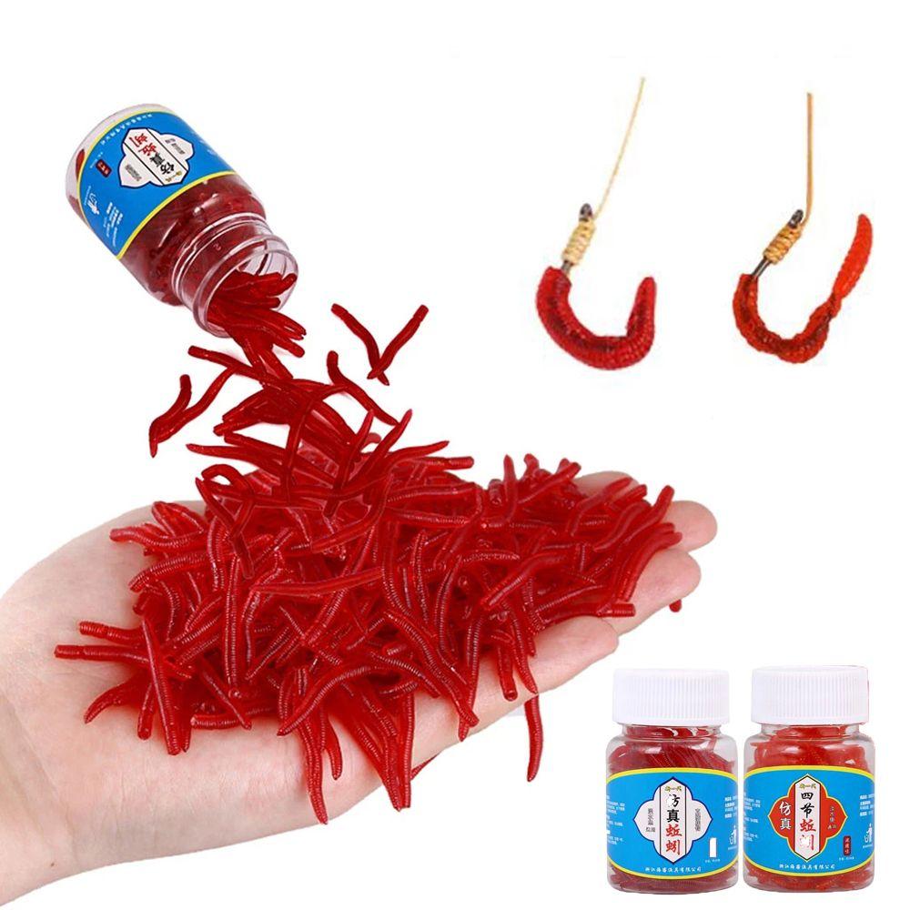 100pcs/Bottle Realistic Trout Soft Lure bloodworm Worm Red Baits EarthWorm Fishing Lure