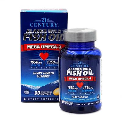 Жир дикой рыбы Аляски Мега Омега-3, 90 мягких капсул с энтеросолюбильной оболочкой