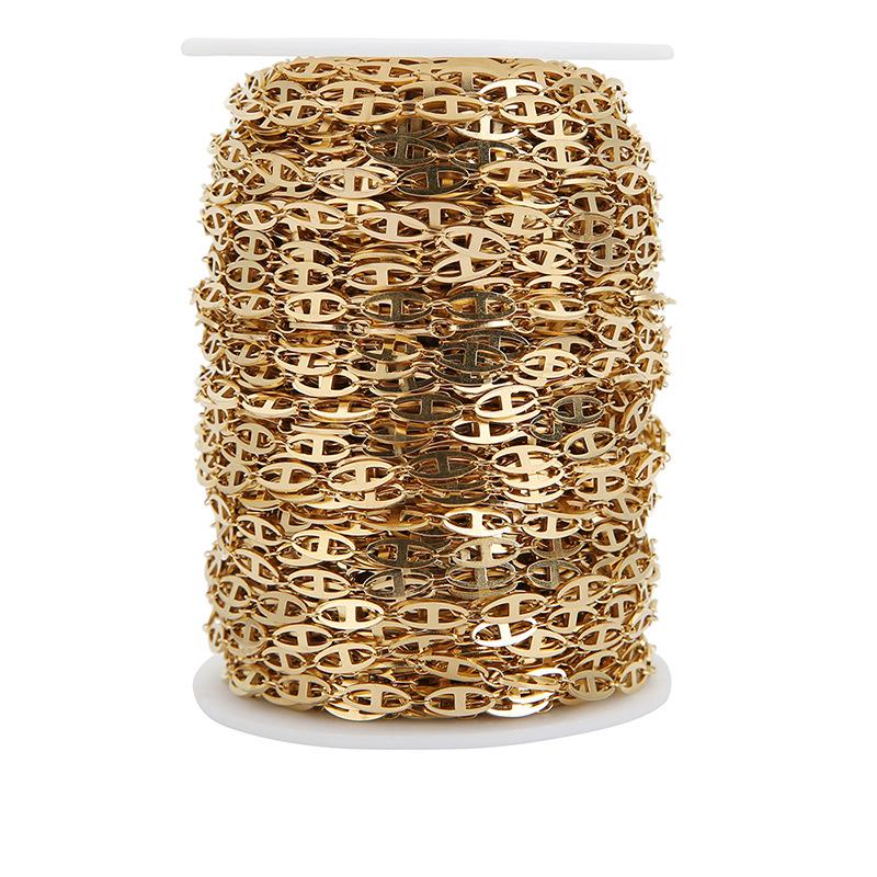 Цепочка «свиной нос» из нержавеющей стали с вакуумным напылением золота 18 карат 4 мм для самостоятельного изготовления ожерелья/браслета